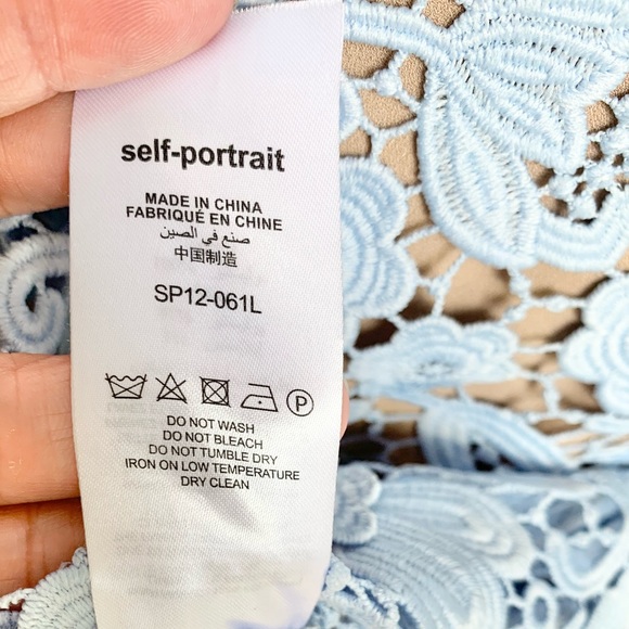 ❌SOLD❌ SELF-PORTRAIT Pale Blue Floral Guipure Lace Long Sleeve Dress - Picture 10 of 10